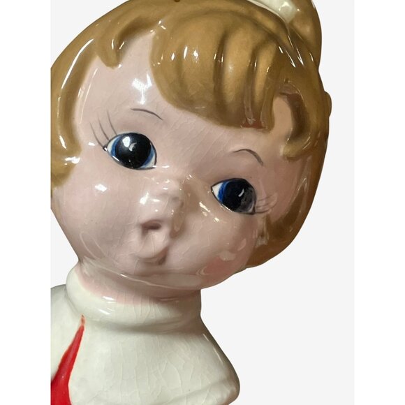 Christmas Ceramic Candle Holder Set of Two Children Caroler Figures - Picture 3 of 14